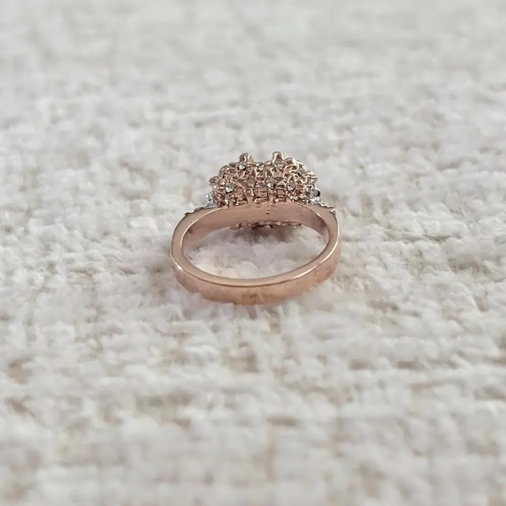 Rose Gold with Silver Skulls Ring Size 7